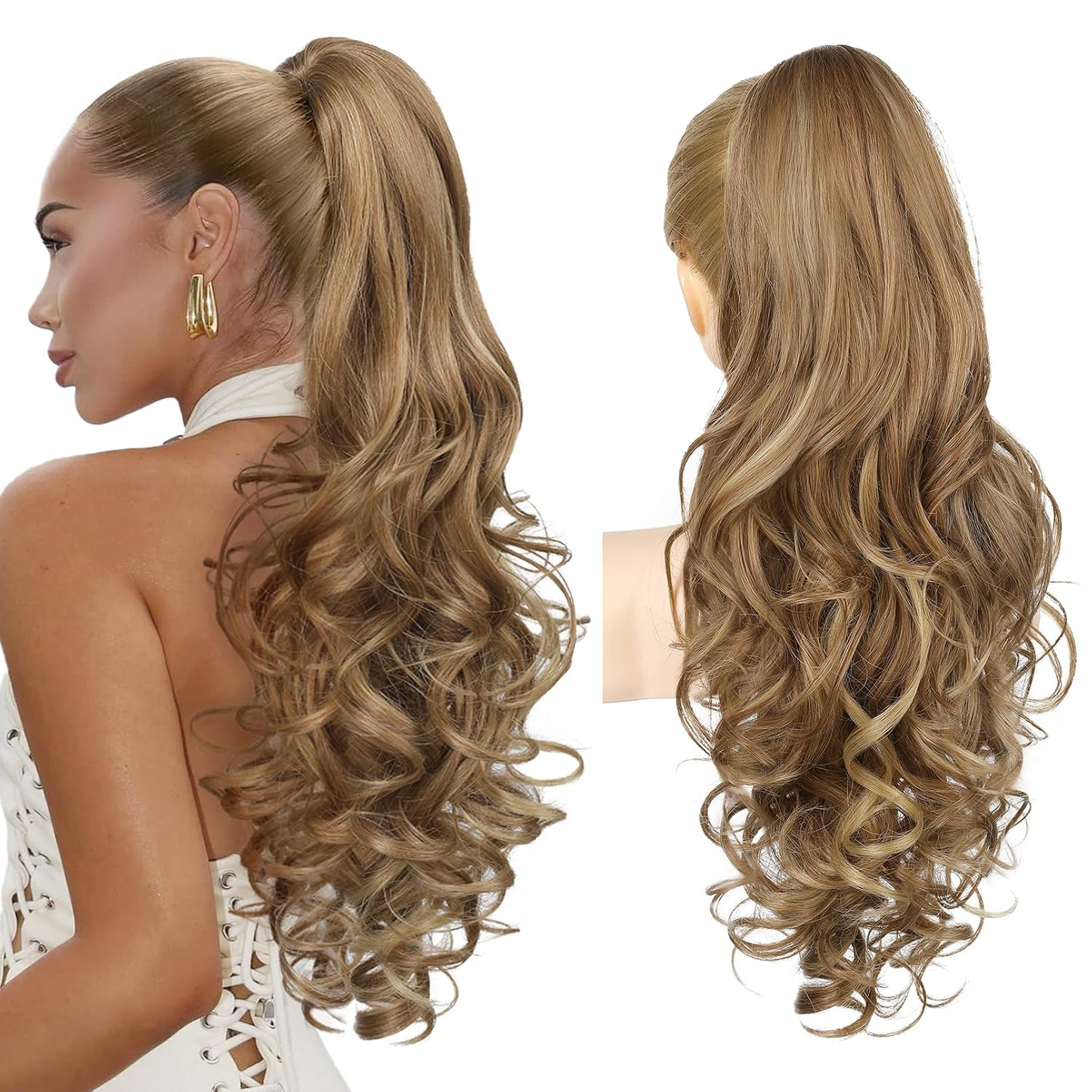 Summer Hair Refresh – 24-Inch Wavy Claw Clip Ponytail Extension
