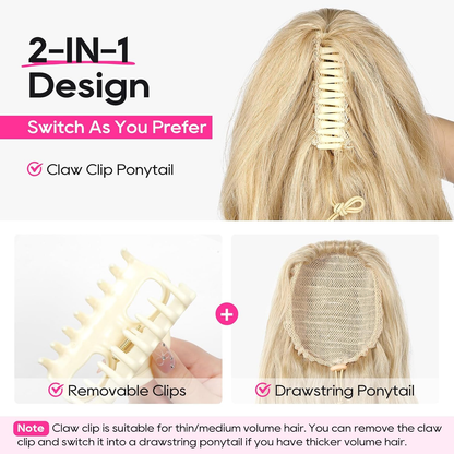 Summer Hair Refresh – 24-Inch Wavy Claw Clip Ponytail Extension