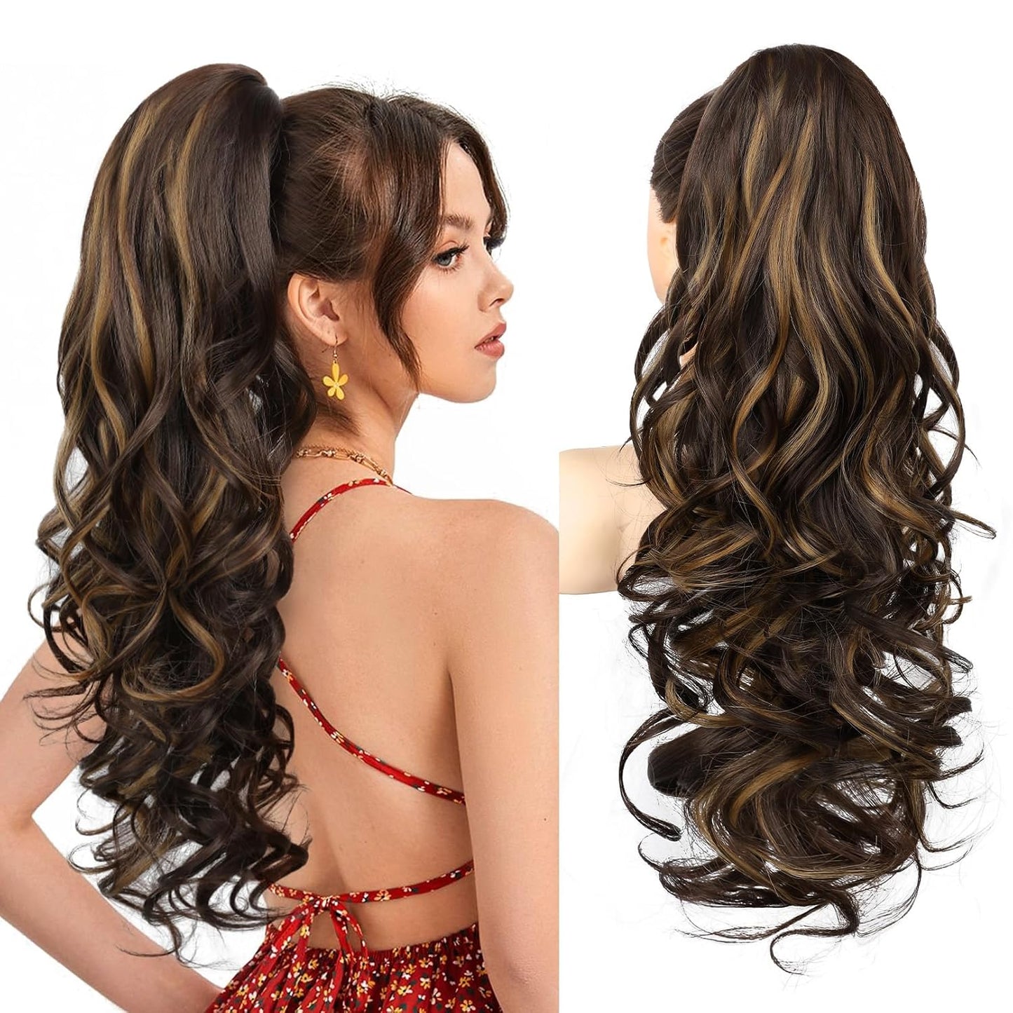 Summer Hair Refresh – 24-Inch Wavy Claw Clip Ponytail Extension