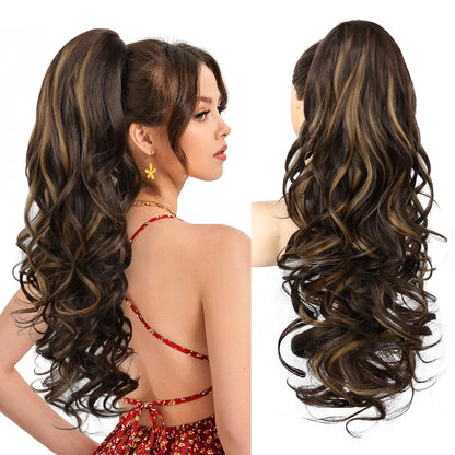 Summer Hair Refresh – 24-Inch Wavy Claw Clip Ponytail Extension