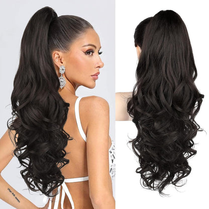 Summer Hair Refresh – 24-Inch Wavy Claw Clip Ponytail Extension