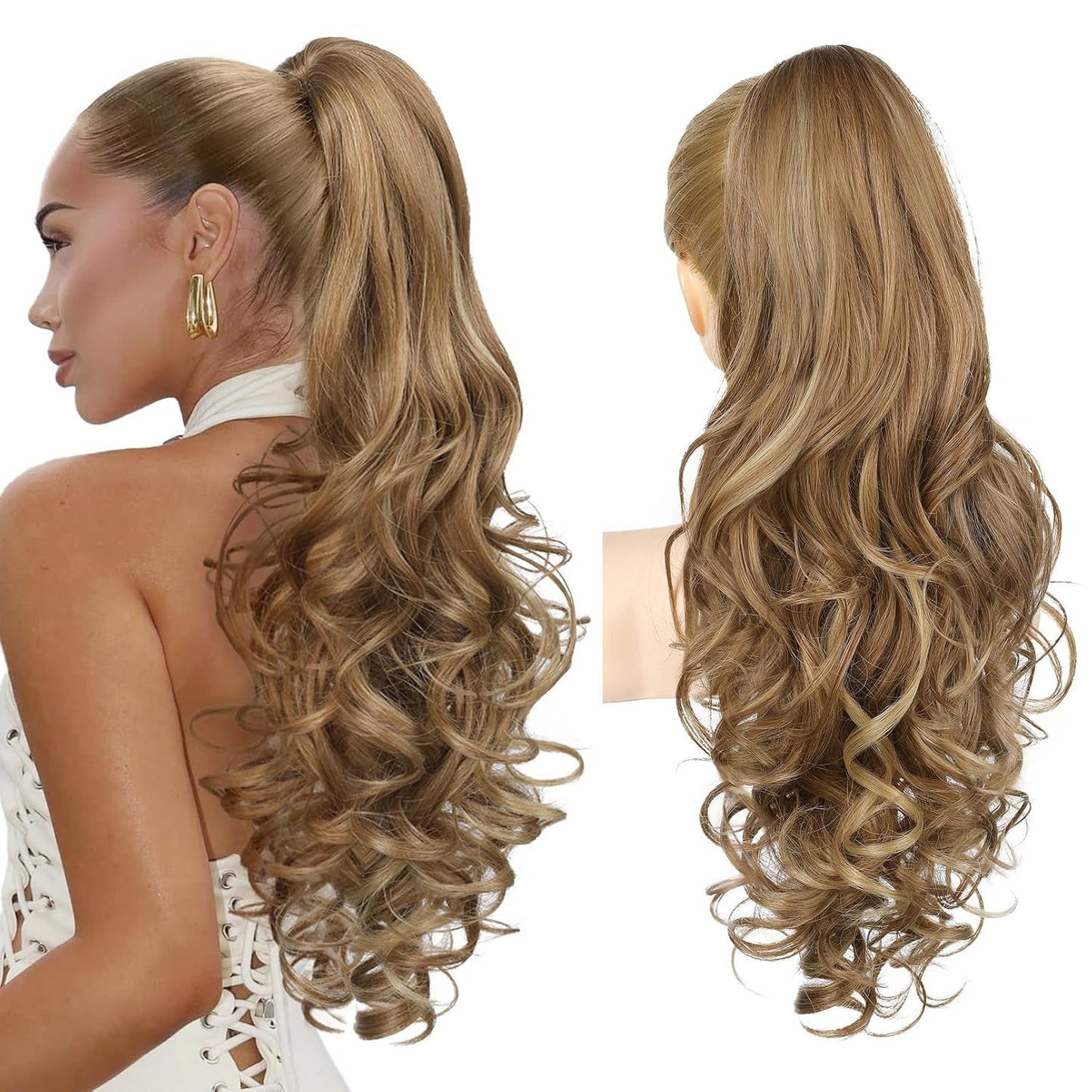 Summer Hair Refresh – 24-Inch Wavy Claw Clip Ponytail Extension