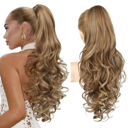 Summer Hair Refresh – 24-Inch Wavy Claw Clip Ponytail Extension