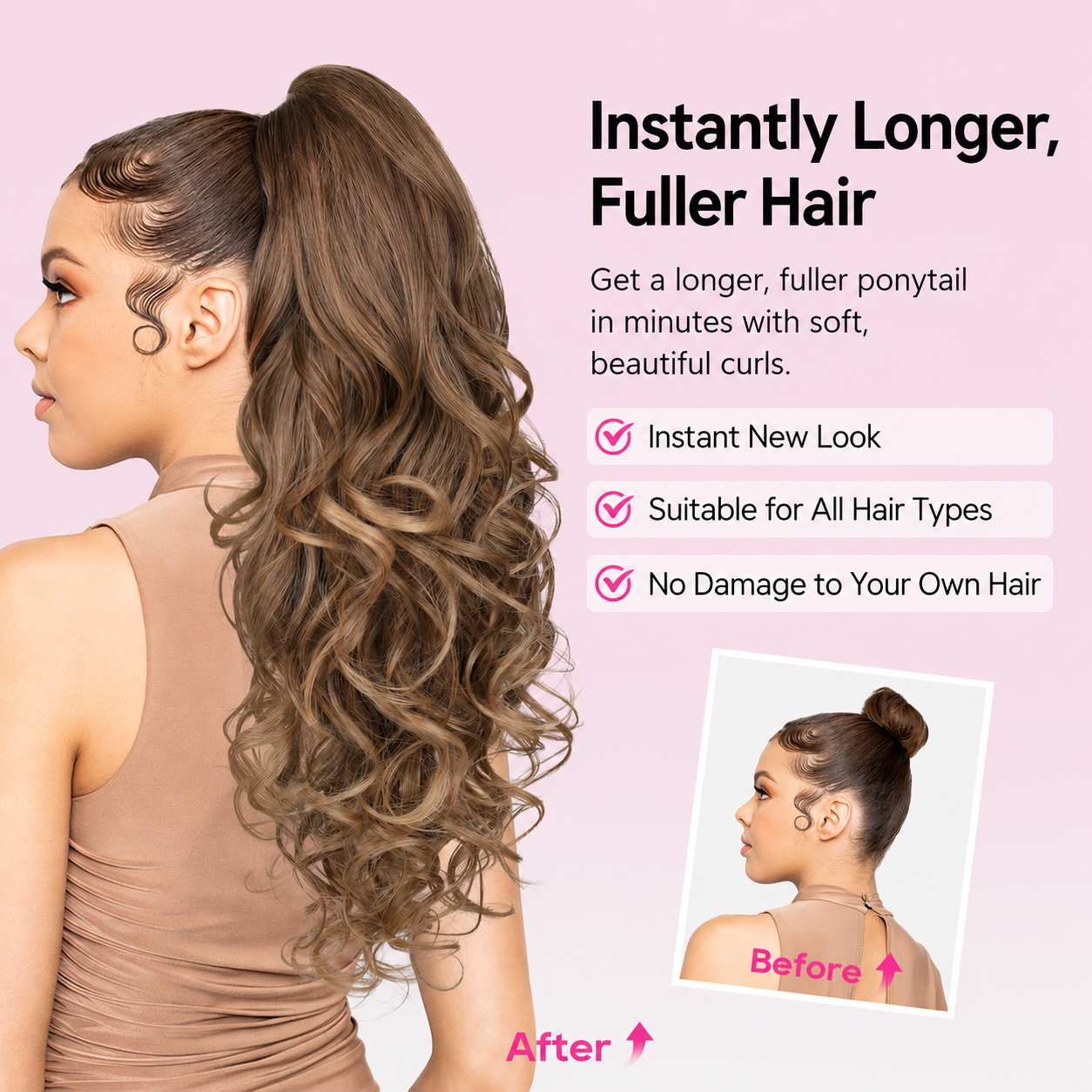Summer Hair Refresh – 24-Inch Wavy Claw Clip Ponytail Extension
