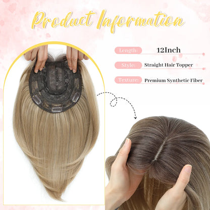 Large Base Hair Topper with Bangs – Synthetic Hair Piece for Thinning Hair