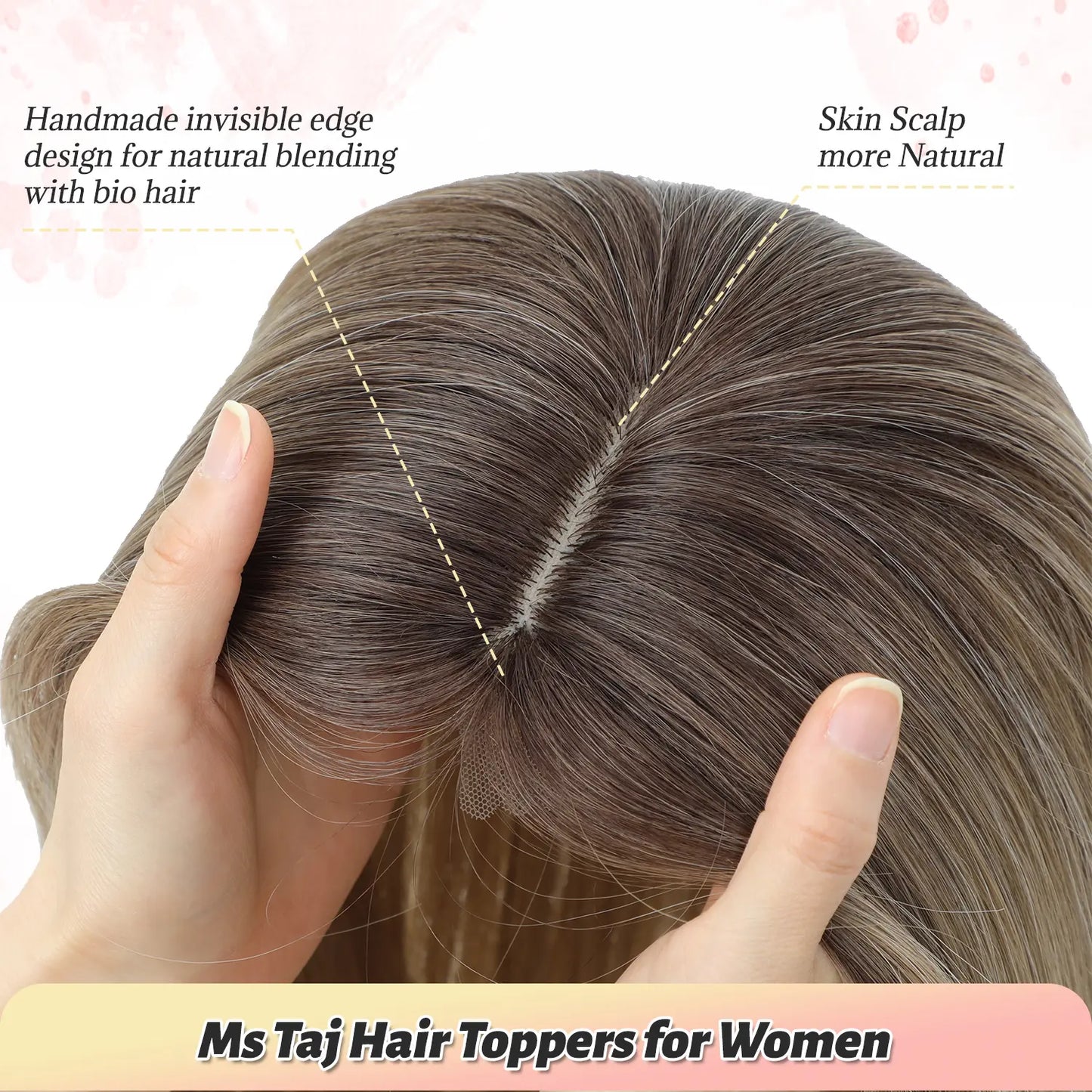 Large Base Hair Topper with Bangs – Synthetic Hair Piece for Thinning Hair