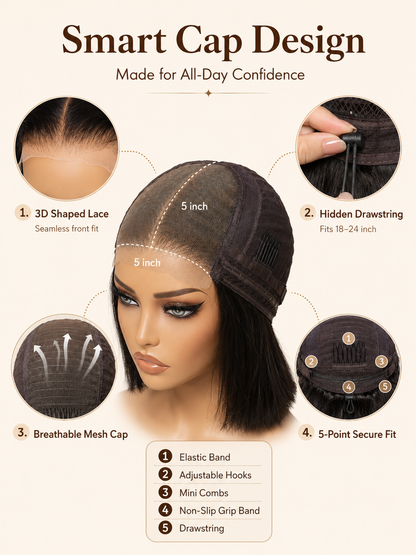 5x5 Thin HD Lace Closure Glueless Body Wave Wig – Pre-Cut & Skin-Tone Friendly